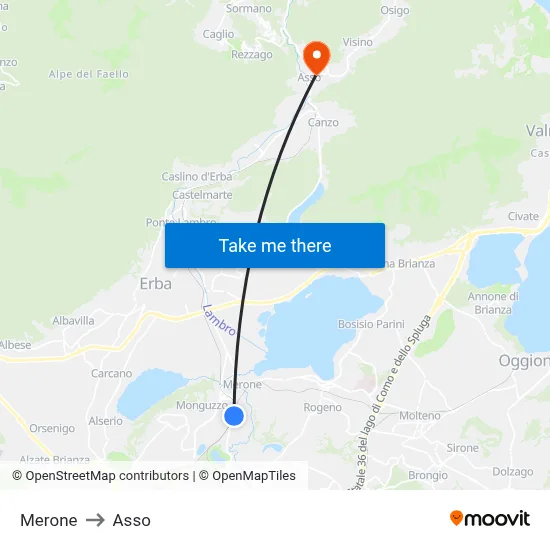 Merone to Asso map