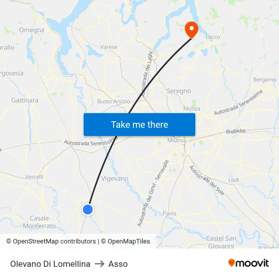 Olevano Di Lomellina to Asso map