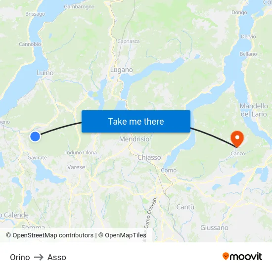 Orino to Asso map