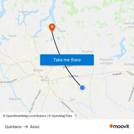 Quintano to Asso map
