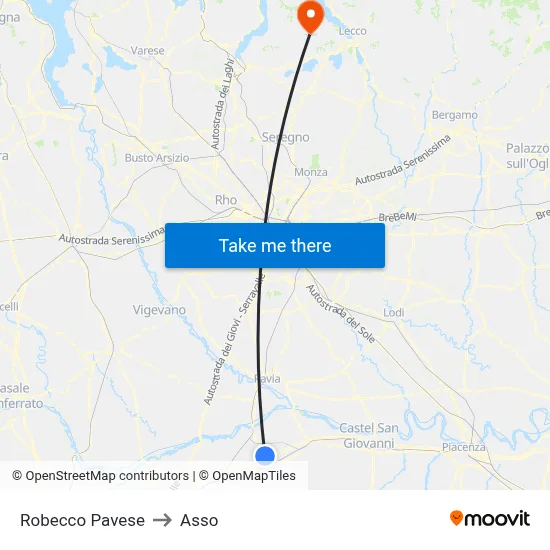 Robecco Pavese to Asso map