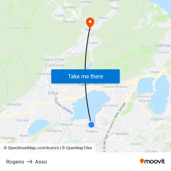 Rogeno to Asso map