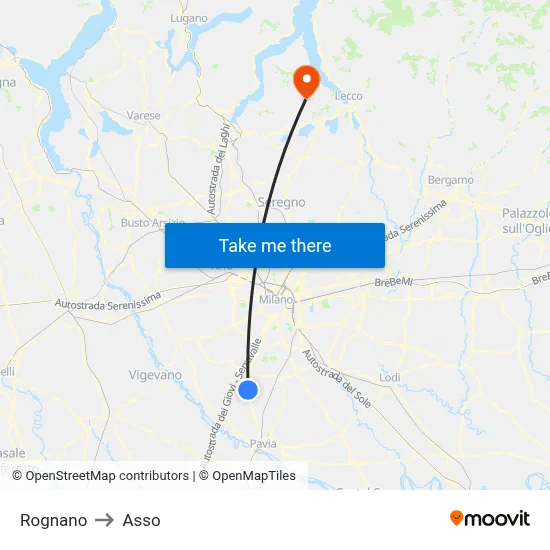 Rognano to Asso map