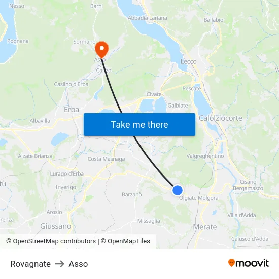 Rovagnate to Asso map