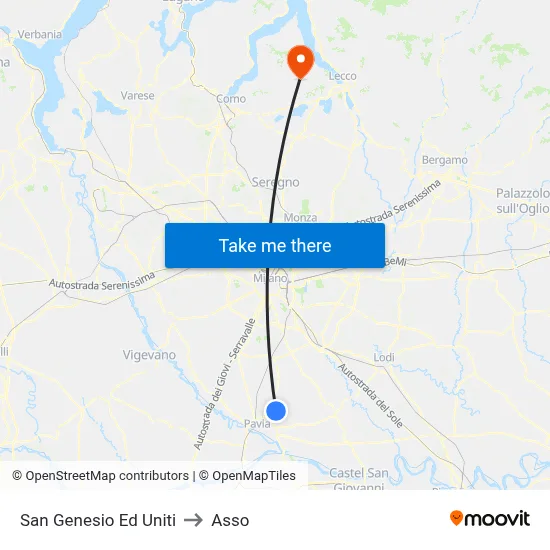 San Genesio Ed Uniti to Asso map