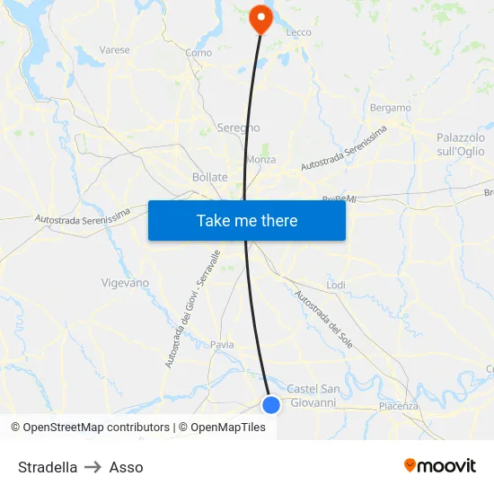 Stradella to Asso map