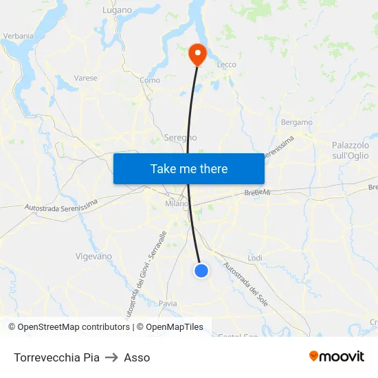 Torrevecchia Pia to Asso map