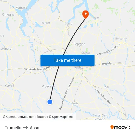 Tromello to Asso map