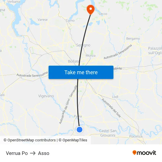 Verrua Po to Asso map