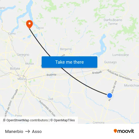 Manerbio to Asso map