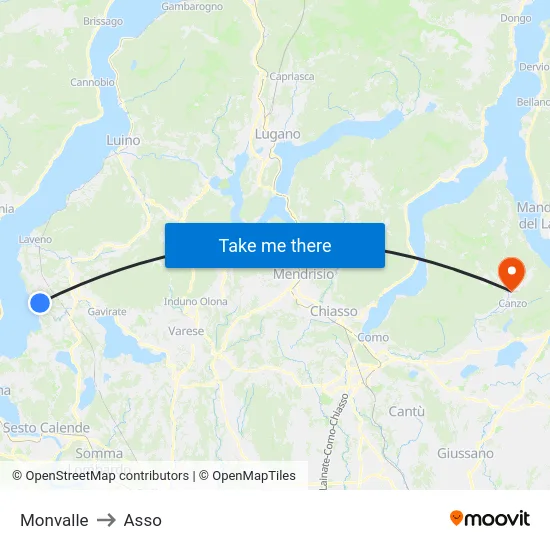 Monvalle to Asso map