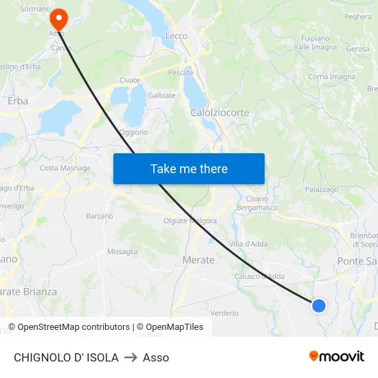 CHIGNOLO D' ISOLA to Asso map