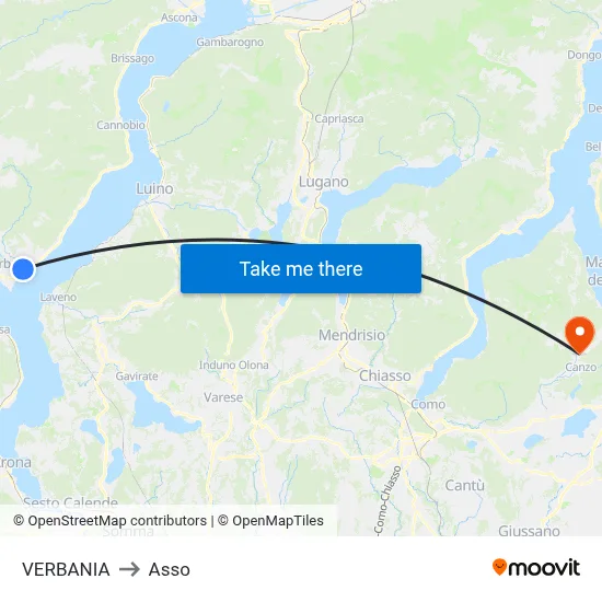 VERBANIA to Asso map