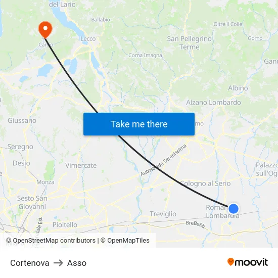 Cortenova to Asso map