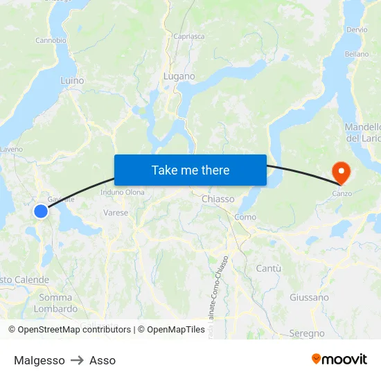 Malgesso to Asso map