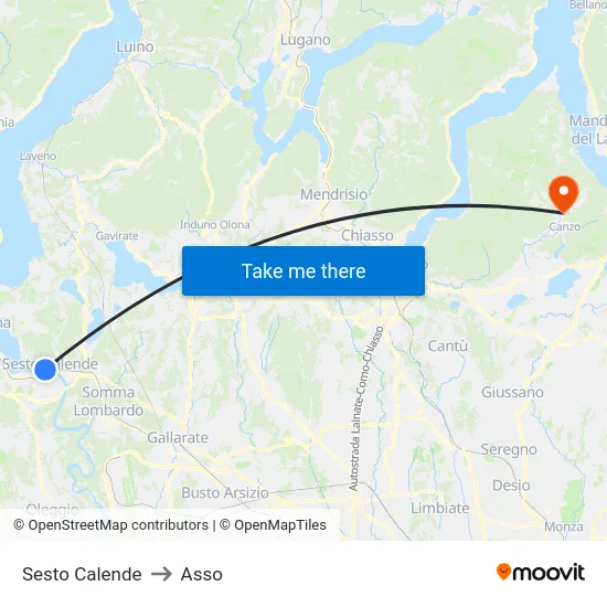 Sesto Calende to Asso map