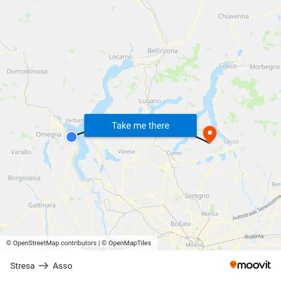 Stresa to Asso map