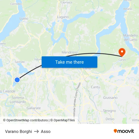 Varano Borghi to Asso map