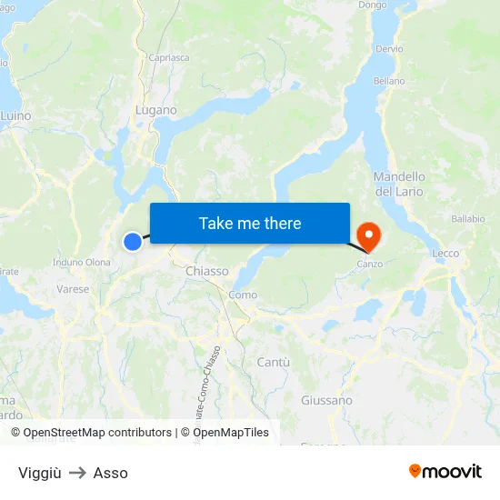 Viggiù to Asso map