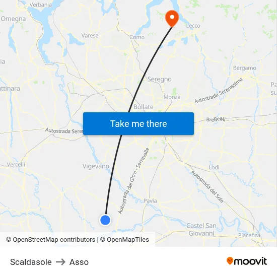 Scaldasole to Asso map