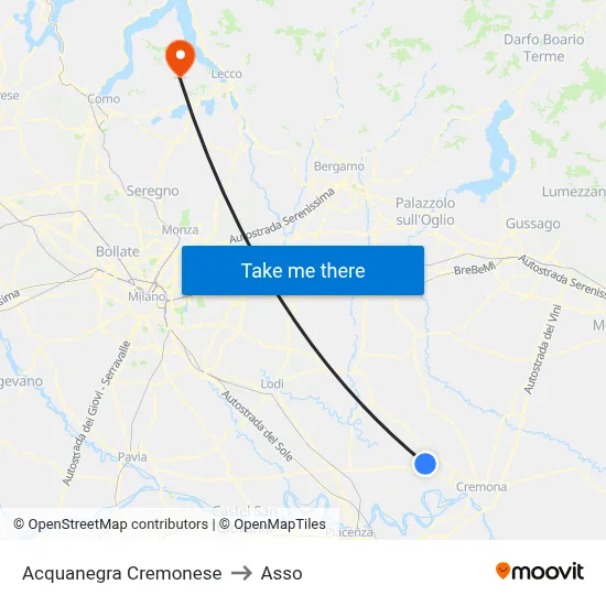 Acquanegra Cremonese to Asso map
