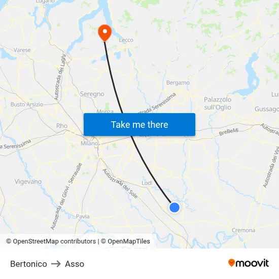 Bertonico to Asso map