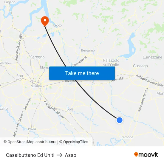 Casalbuttano Ed Uniti to Asso map