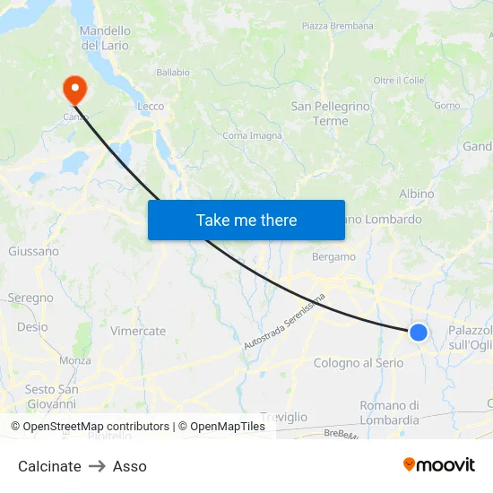 Calcinate to Asso map
