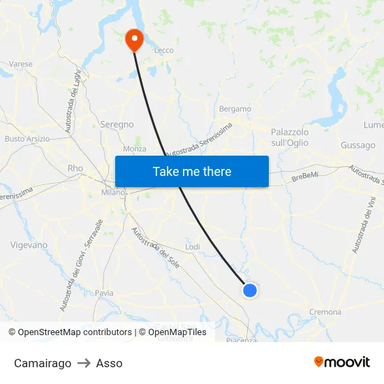 Camairago to Asso map