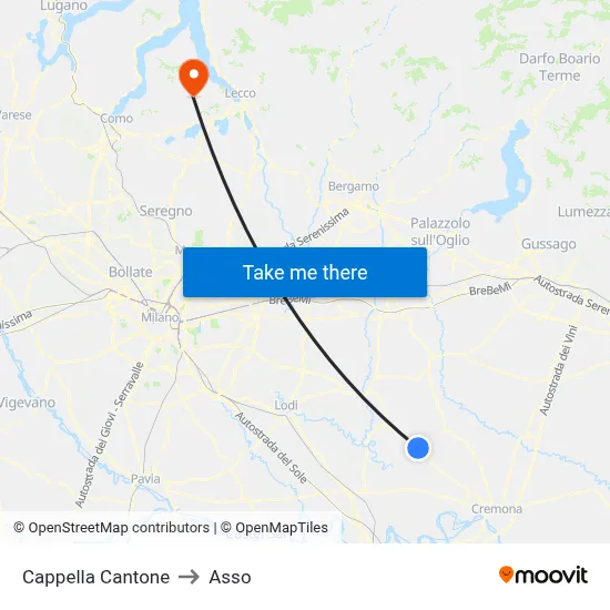 Cappella Cantone to Asso map