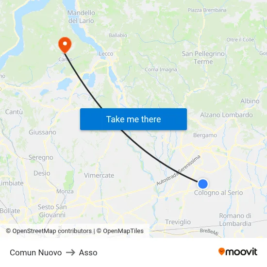 Comun Nuovo to Asso map
