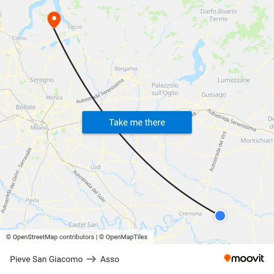 Pieve San Giacomo to Asso map