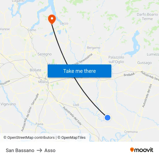 San Bassano to Asso map