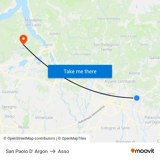 San Paolo D' Argon to Asso map