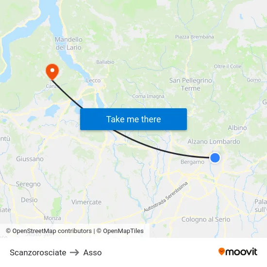Scanzorosciate to Asso map
