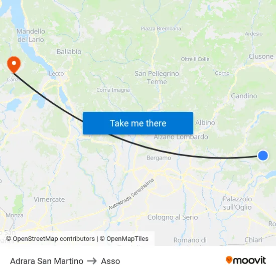 Adrara San Martino to Asso map
