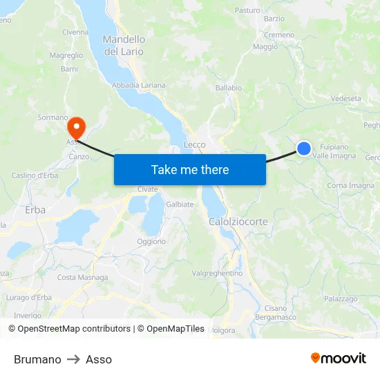 Brumano to Asso map