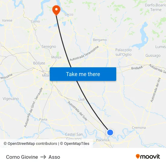 Corno Giovine to Asso map
