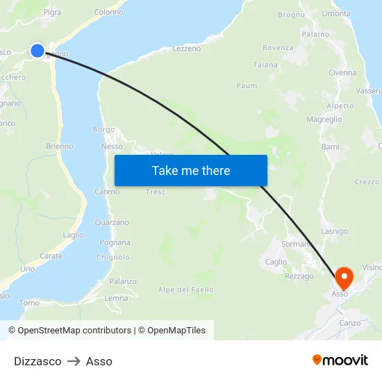Dizzasco to Asso map