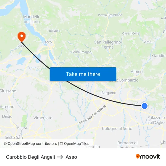 Carobbio Degli Angeli to Asso map