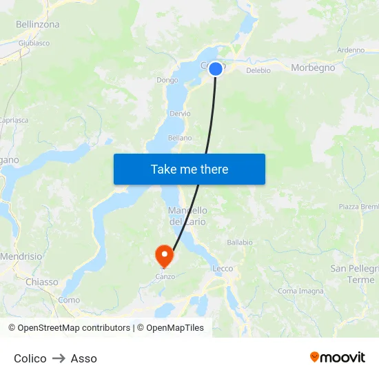 Colico to Asso map