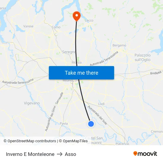 Inverno e Monteleone to Asso map