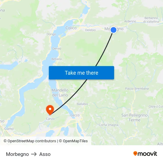 Morbegno to Asso map