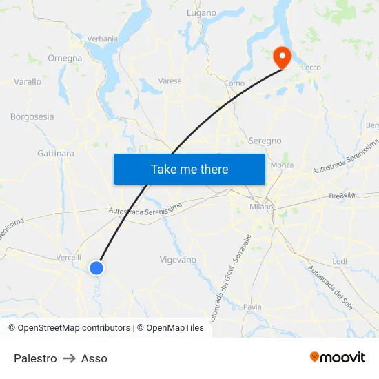 Palestro to Asso map