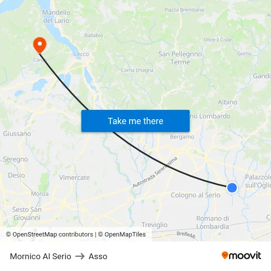 Mornico Al Serio to Asso map