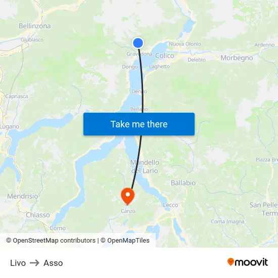 Livo to Asso map