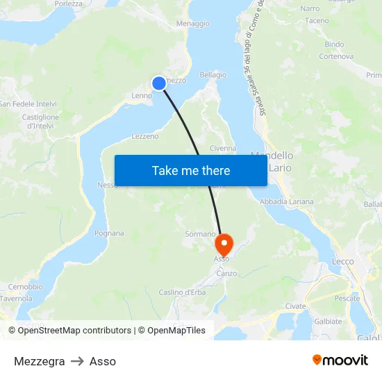 Mezzegra to Asso map
