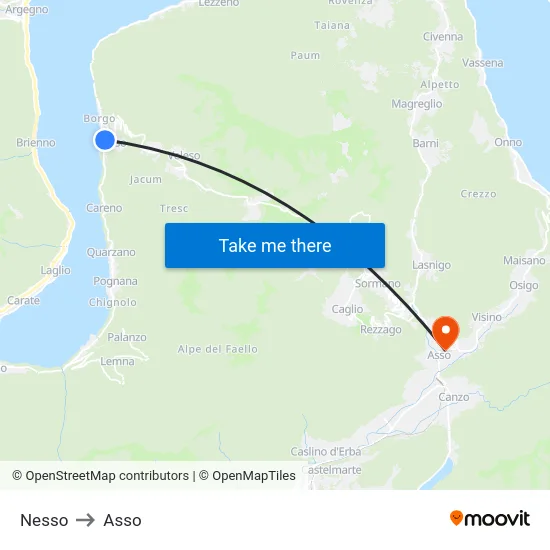 Nesso to Asso map