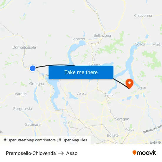 Premosello-Chiovenda to Asso map