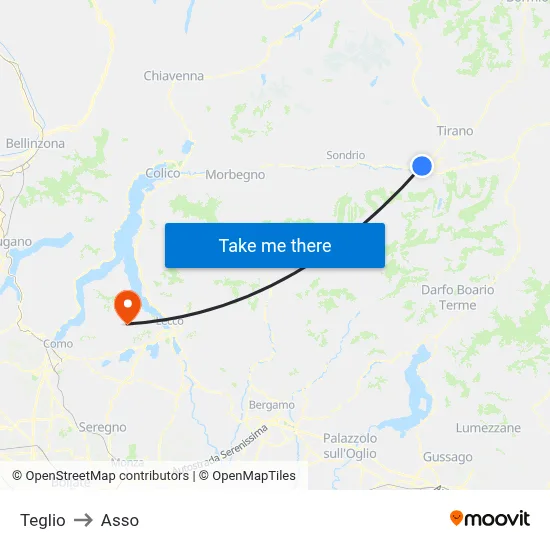 Teglio to Asso map